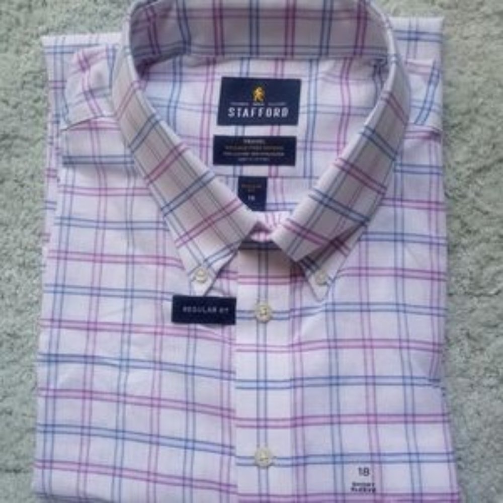 Stafford Travel Regular Fit Short-Sleeve Dress shirt NWT